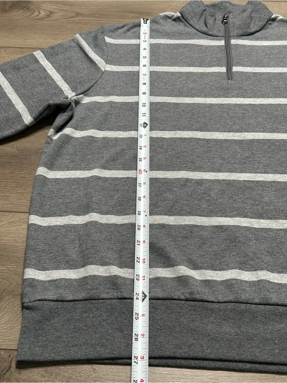 Polo Ralph Lauren 1/4 Zip Long Sleeve Pullover Top Gray Stripe Size Large